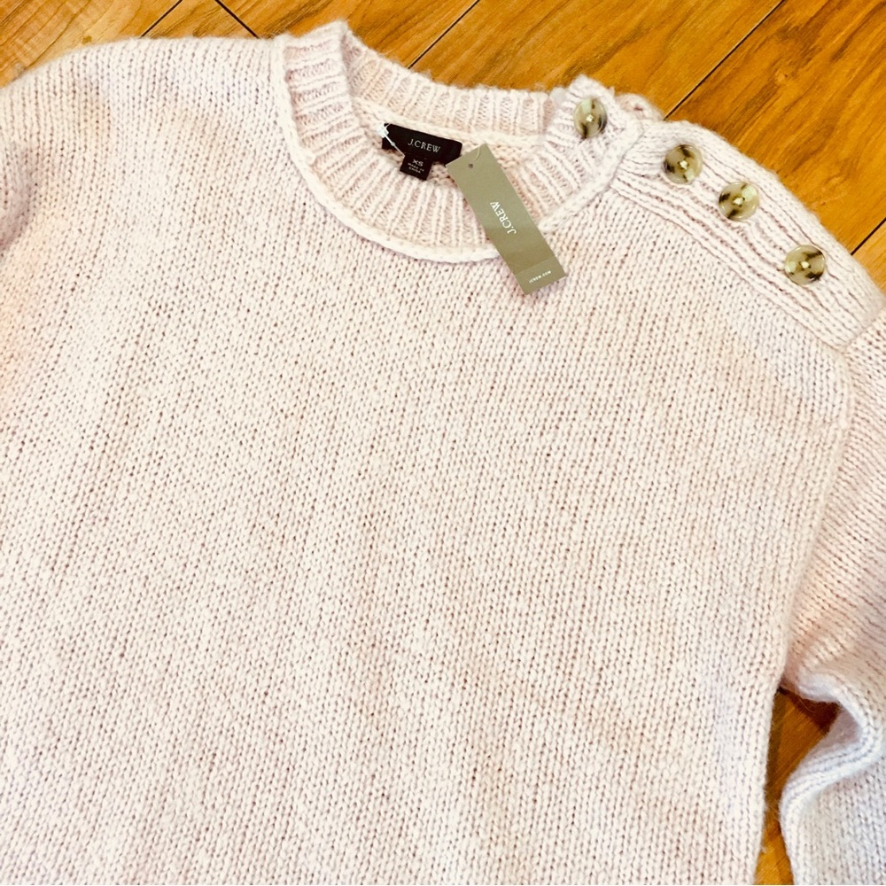 J crew alpaca new tags blush pink sweater hi low top shirt buttons winte…
